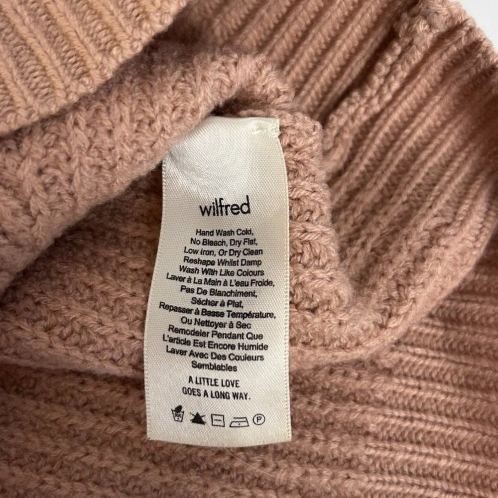 Wilfred Aritzia Merino Wool Pointelle Knit Sweater Mauve Pink XS - Picture 5 of 9